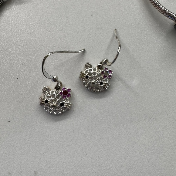 Hello Kitty Silver and Pink Earrings - Picture 1 of 1
